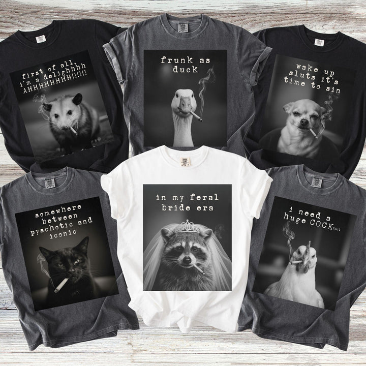 Custom Funny Sarcastic Bachelorette Party Comfort Colors Shirts, Matching Group Smoking Cat Animal Meme Girls Trip, Game Night Tee