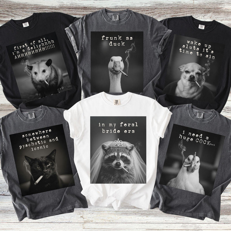 Custom Funny Sarcastic Bachelorette Party Comfort Colors Shirts, Matching Group Smoking Cat Animal Meme Girls Trip, Game Night Tee
