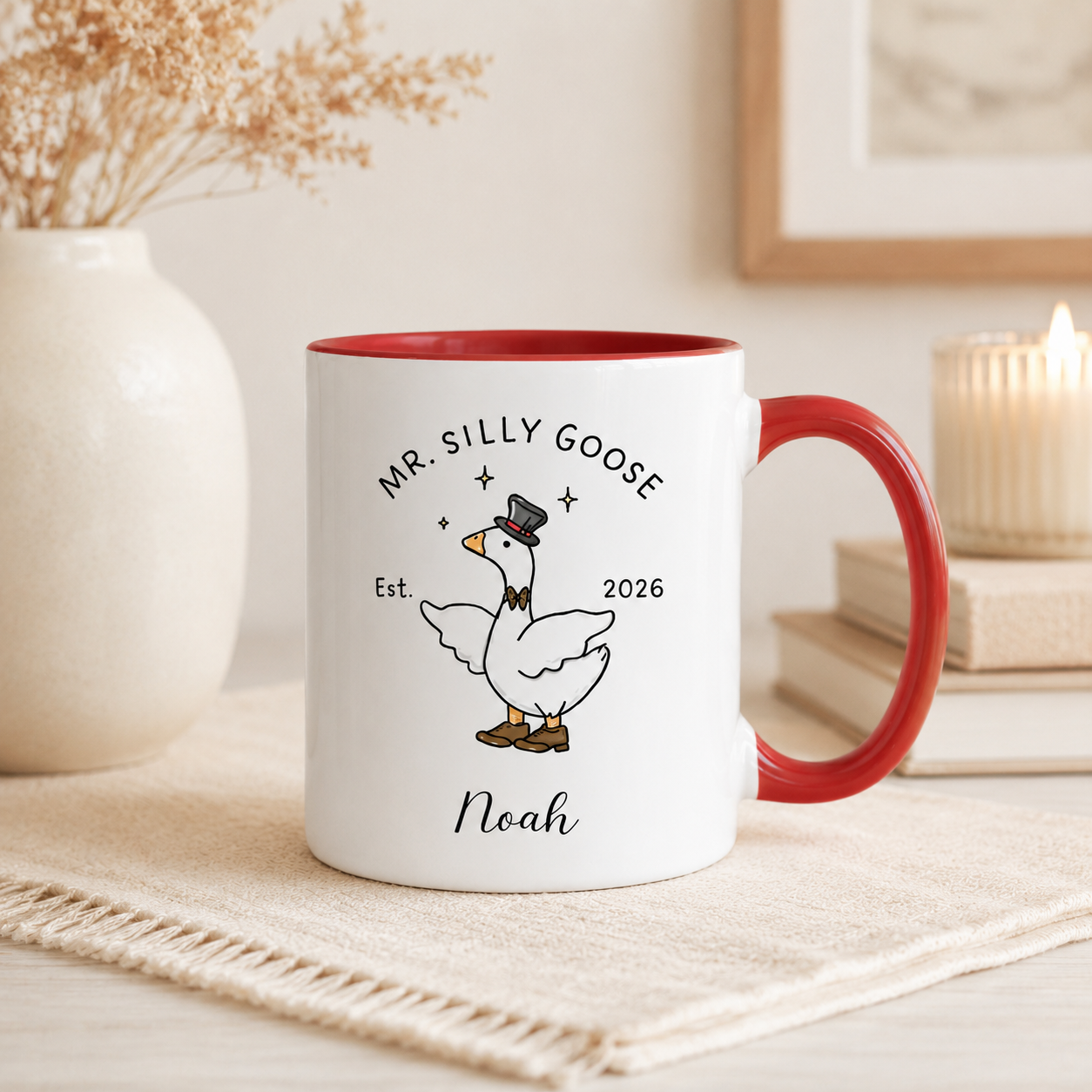 Personalized Mr and Mrs Silly Goose Mugs, Custom Couple Names Wedding Gift, Funny Newlywed Mug Set, Anniversary Gift