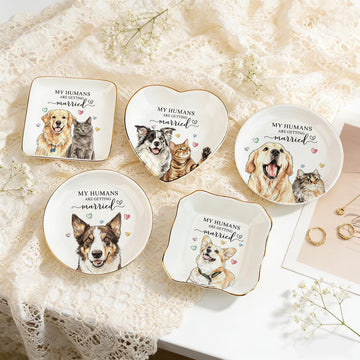 Personalized My Humans Are Getting Married pet jewelry dish shape options