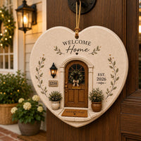 Personalized New Home Ornament: Custom Address, Family Name & Year Ceramic First Home Keepsake