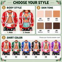 Retro Diner Body Illusion Sweatshirt – Funny Couples Christmas Outfit