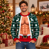 Santa Abs & Bikini Illusion Couple Sweaters – Funny Christmas Gift