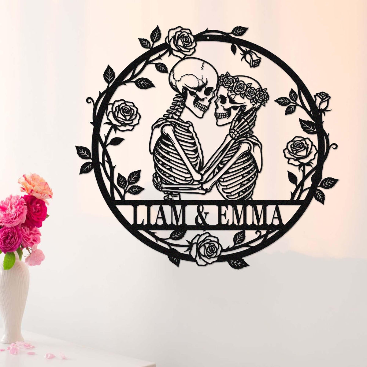 Custom Skeleton Couple Metal Sign, Personalized Names Wall Decor image 11