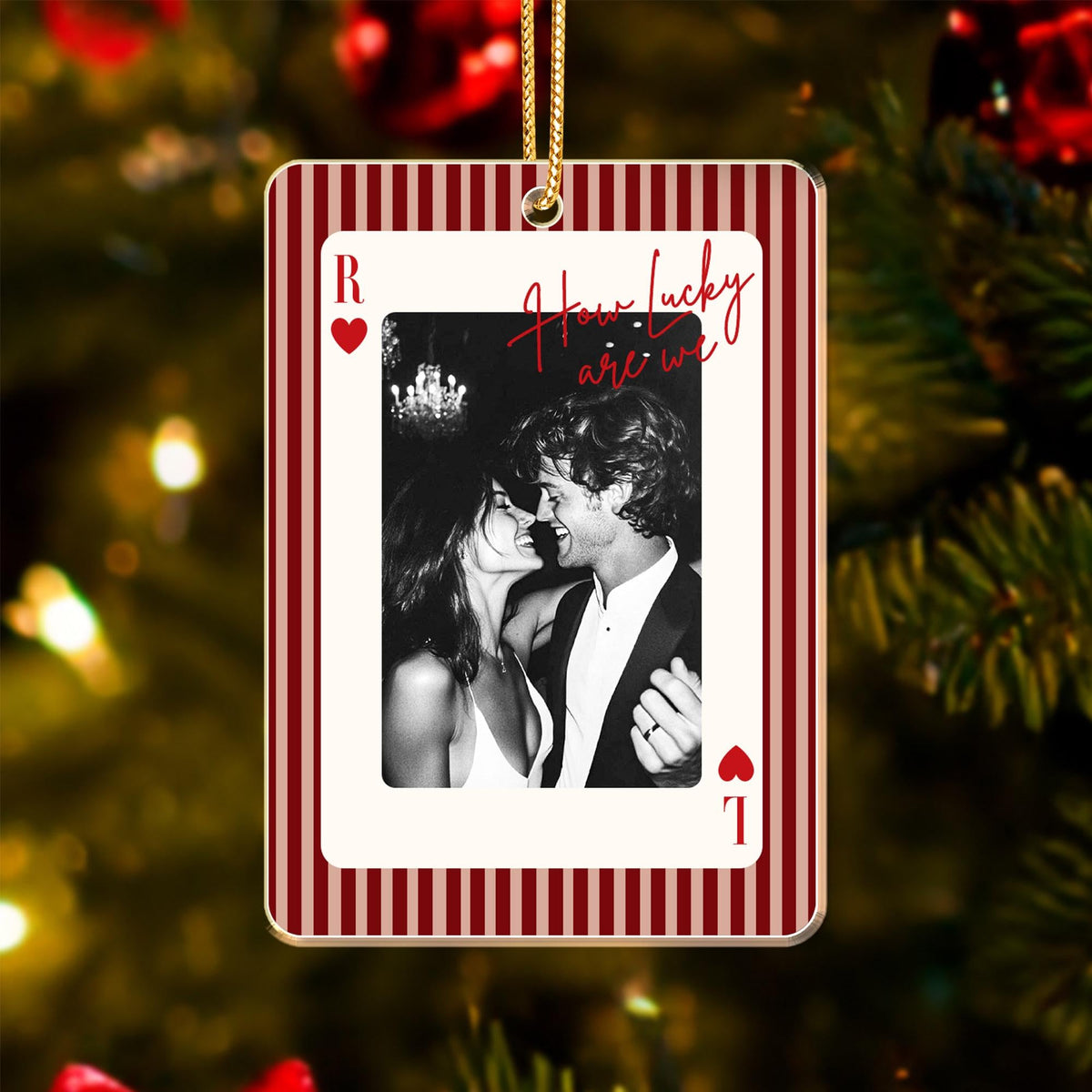 Personalized How Lucky Are We Photo Playing Card Ornament – Anniversary Gift image 11