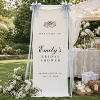 Personalized Cotton Linen Tapestry Bridal Shower Welcome Sign for Bridal Shower, Custom Bride Name Date & Location Fabric Banner, Garden Party Decor