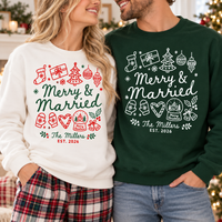 Custom Merry & Married Sweatshirt & Hoodie – First Christmas Newlywed Gift