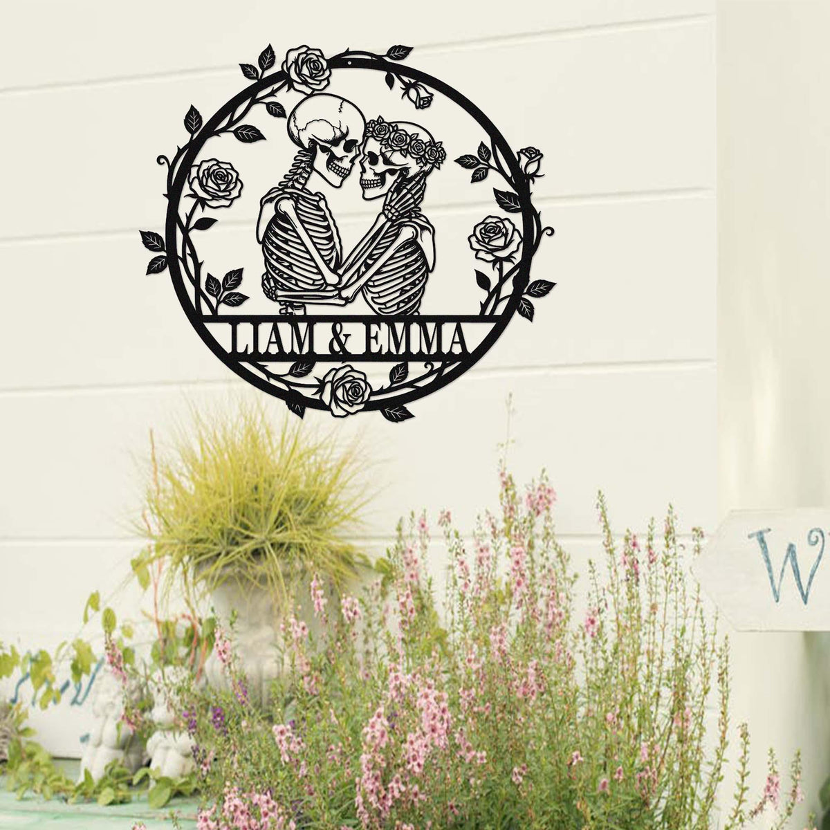 Custom Skeleton Couple Metal Sign, Personalized Names Wall Decor image 12