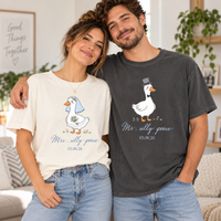 Custom Mr. and Mrs. Silly Goose Matching Couple Shirts , Bride and Groom Honeymoon Tee, Funny Wedding Gift