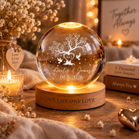 Tree of Love Personalized Couples Crystal LED Ball Light,Custom Couple Night Lamp,Wedding Anniversary Gift,Couple Gift,Gift For Mom,Dad