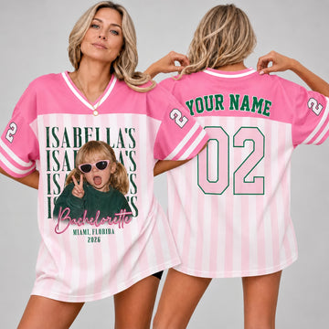Personalized Bachelorette Party Jersey, Custom Photo Bride & Crew Shirt, Custom Name and Number Tee, Wedding Weekend Outfit