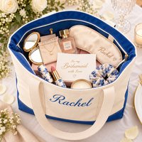 Personalized Embroidered Name Canvas Tote Bag – Zipper Shoulder Bridesmaid Gift