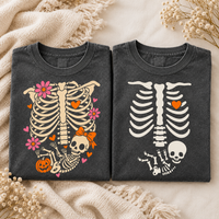 Pregnant Skeleton Halloween Mom-to-Be Comfort Colors Tee