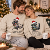 Funny Christmas Raccoon Sweatshirt & Hoodie, Jingle All The Way Matching Couple Sweaters, Christmas Gift