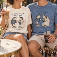 Funny O-Fish-Ially Married Couple Shirts for Wedding, Matching Fish Newlywed Tees, Custom Date Honeymoon Gift