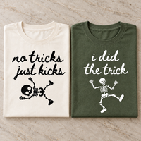 No Tricks Just Kicks & I Did The Trick Couple Shirts – Pregnancy Announcement