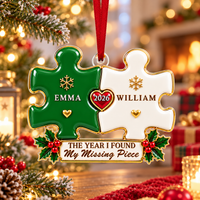 Personalized Missing Piece Puzzle Ornament – Christmas Gift For Couples
