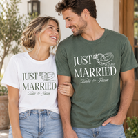 Custom Just Married Shirt ,Matching Couples Shirt Honeymoon Tees Mr and Mrs Gift for Newlyweds