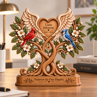 Personalized Memorial Tree Wooden Block, Cardinal Tree of Life Remembrance Keepsake, Sympathy Gift for Loss of Loved One