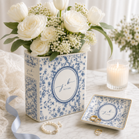 Personalized Wedding Ceramic Book Vase, Custom Wedding Vase, Toile de Jouy Vase, Couple Initial Gift, Bridal Shower Gift