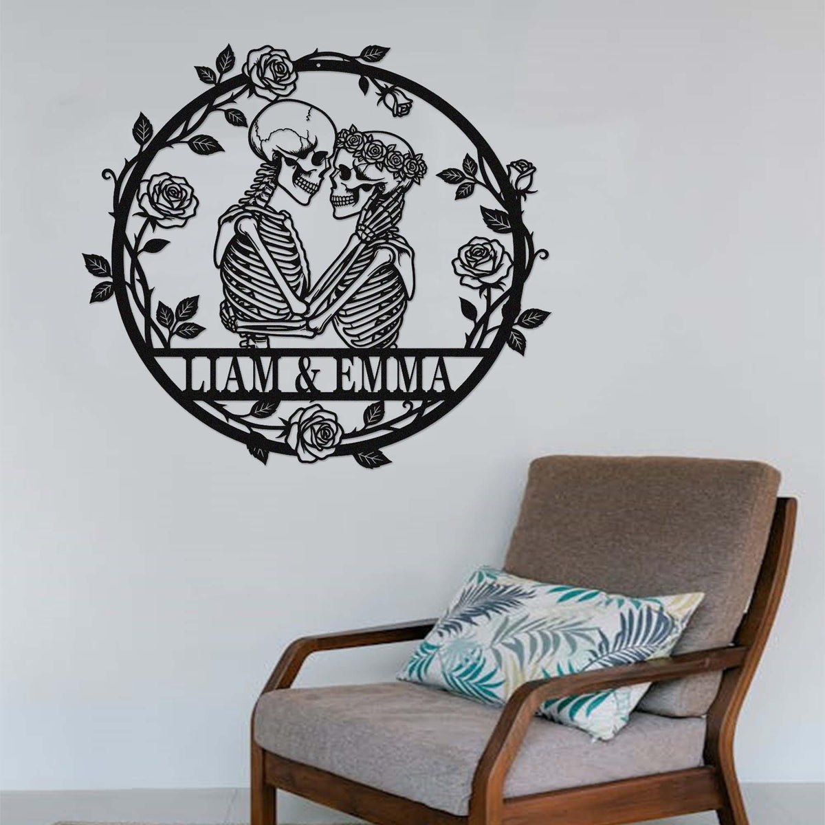 Custom Skeleton Couple Metal Sign, Personalized Names Wall Decor image 16