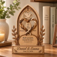 Personalized Christian Wedding Wooden Block, Cord of Three Strands Couple Gift, Ecclesiastes 4:12 Marriage Keepsake, Custom Names & Date