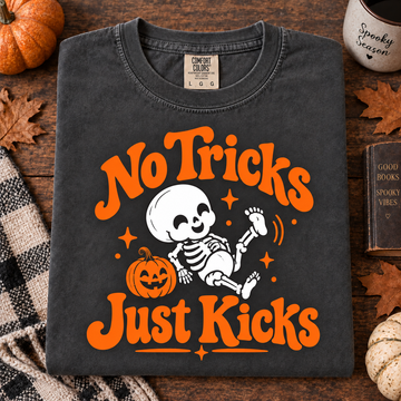 No Tricks Just Kicks Halloween Shirt, Funny Baby Skeleton Tee, Spooky Pregnancy Shirt, Halloween Mom To Be Gift