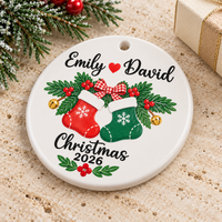 Personalized Couple Stockings Ceramic Ornament – Christmas Gift For Couples