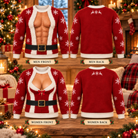 Red Santa Body Illusion Sweater – Funny Couples Christmas Outfit