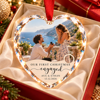 Our First Christmas Engaged Photo Ornament – Personalized Engagement Couple Gift