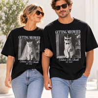 Personalized Getting Meowied Couple Shirts, Custom Future Mrs & Mr Last Name Tees, Cat Bride Groom Shirts, Engagement Gift