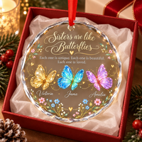 Personalized Sisters Ornament, Butterfly Name Keepsake, Custom Sister Christmas Gift, Sisters Butterfly Ornament, Personalized Name Keepsake