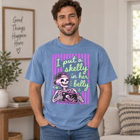 Skeleton Halloween Pregnancy Announcement Couple Shirts, Spooky Mama & Dad Matching Tees, Funny Pregnant Comfort Colors T-Shirts