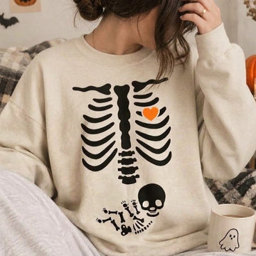Halloween Skeleton Pregnancy Sweatshirt Hoodies, Baby Maternity Sweater, Funny Pregnancy Announcement Hoodies