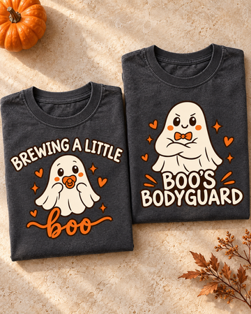 Brewing a Little Boo & Boo’s Bodyguard Matching Halloween Comfort Colors Tees