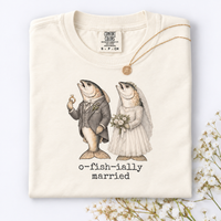 O-Fish-Ially Married Shirt for Wedding & Honeymoon, Funny Fish Newlywed Tee, Bride Groom Couple Wedding Gift