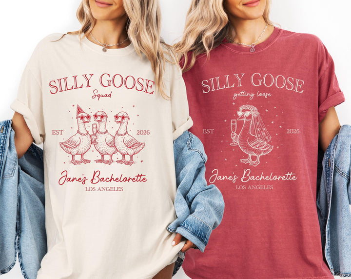 Custom Silly Goose Bachelorette Party Comfort Colors Shirt, Funny Bach Weekend Tee, Bride Squad Goose Theme Trip