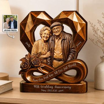 Personalized couple photo wooden heart plaque mockup 1
