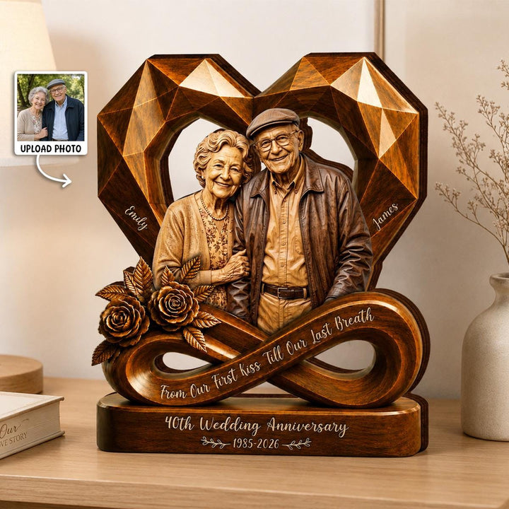 Personalized couple photo wooden heart plaque mockup 1