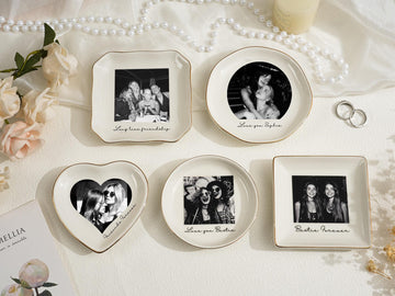 Personalised Photo Trinket Dish with Stand: Custom Jewelry Ring Dish, Wedding Gift, Bridesmaid Proposal, Trinket Tray for Best Friend/Bestie