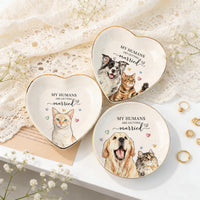 Custom pet portrait wedding jewelry dishes