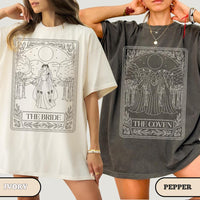 The Bride and The Coven Tarot Card Shirt, Witchy Bride Comfort Colors Tee image 1