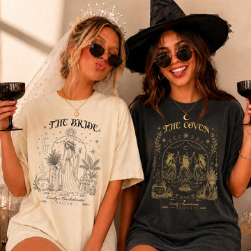 Personalized Witchy Bride & Coven Bachelorette Comfort Colors Tees image 1
