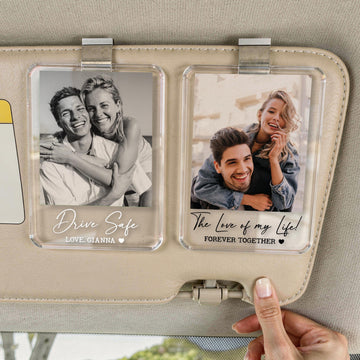 Personalized Couple Photo Car Visor Clip, Custom Drive Safe Keepsake image 1