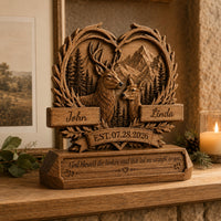 God Bless The Broken Road Wood Decor, Personalized Deer Couple Sign, Bride And Groom Gift