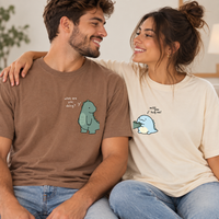 Matching Dinosaur Couple Shirts, Cute Couple Tees, Anniversary Gift, Matching Shirts For Couples, Partner Gift