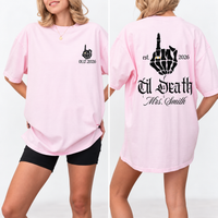 Personalized Til Death Matching Couple Shirts, Custom Mr and Mrs Names and Date Skeleton Tees, Gothic Newlywed Gift