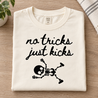 Funny No Tricks Just Kicks Maternity Shirt – Halloween Baby Skeleton