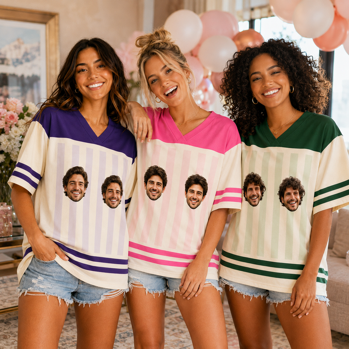 Personalized Custom Face Football Jersey, Funny Groom Photo Name & Number Bachelorette Party Shirt, Custom Wedding Crew Jersey