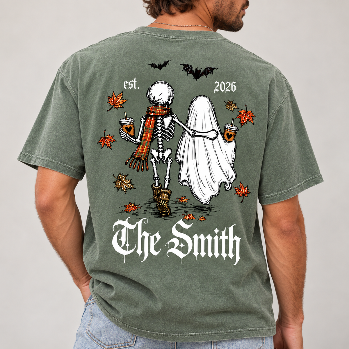 Personalized Skeleton Bride & Groom Gothic Wedding Comfort Colors Tee mockup 5
